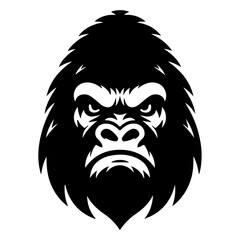 angry Gorilla howling face logo silhouette vector, black color silhouette