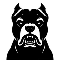minimal angry Pitbull dog vector silhouette, black color silhouette