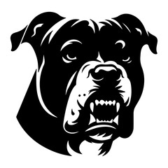 minimal angry Pitbull dog vector silhouette, black color silhouette