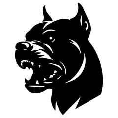 minimal angry Pitbull dog vector silhouette, black color silhouette