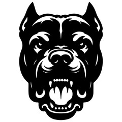 minimal angry Pitbull dog vector silhouette, black color silhouette