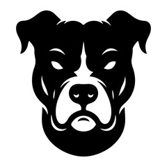 minimal angry Pitbull dog vector silhouette, black color silhouette