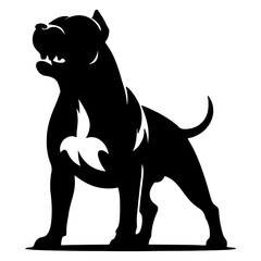 minimal angry Pitbull dog vector silhouette, black color silhouette