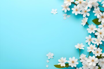 Beautiful Spring Blossoms Adorn Vibrant Blue Background