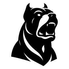 minimal angry Pitbull dog vector silhouette, black color silhouette
