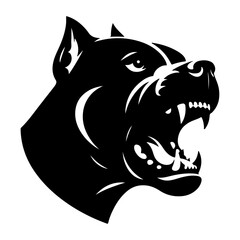 minimal angry Pitbull dog vector silhouette, black color silhouette