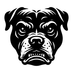 minimal angry Pitbull dog vector silhouette, black color silhouette