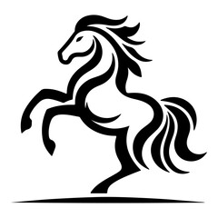 minimal Creative Horse Elegant line art Logo vector silhouette black color