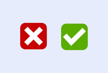 Green check Mark and Red Cross Mark Vector Icon
