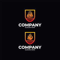 Silhouette of fire flame logo design template