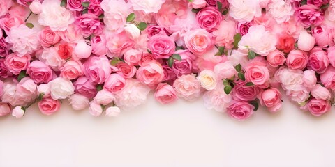 Beautiful Array of Pink Roses Blooming Vibrantly