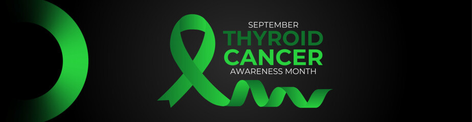 Thyroid Cancer awareness month is observed every year in September. it occurs when cells in thyroid undergo genetic changes. banner, cover, poster, card, flyer, brochure, backdrop. vector illustration