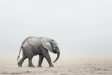 baby elephant, Professional photo, wildlife tele shot style, blur background, minimalistic