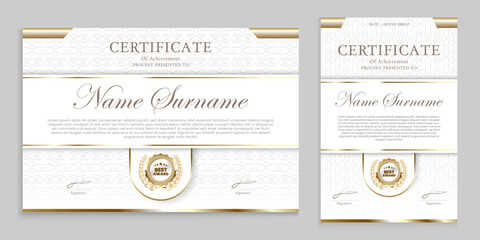 Certificate design with pattern background, gold color
