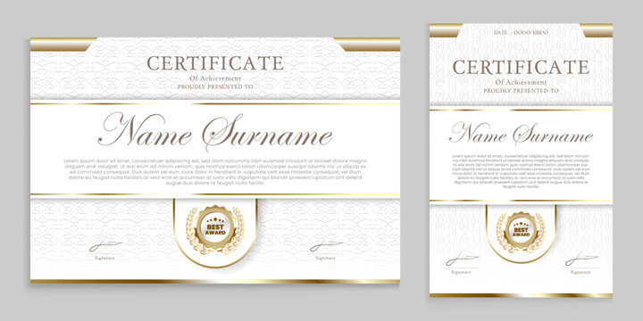 Certificate design with pattern background, gold color