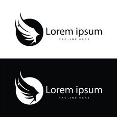 Wing logo black silhouette design simple minimalist bird wings vector illustration template