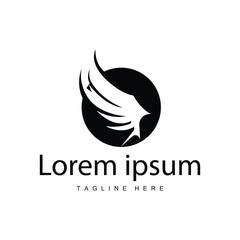 Wing logo black silhouette design simple minimalist bird wings vector illustration template