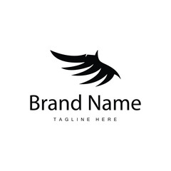 Obraz premium Wing logo black silhouette design simple minimalist bird wings vector illustration template