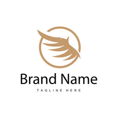 Wing logo black silhouette design simple minimalist bird wings vector illustration template