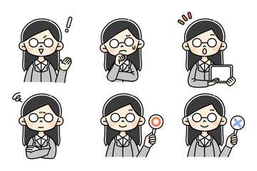 スーツのメガネ女性セット