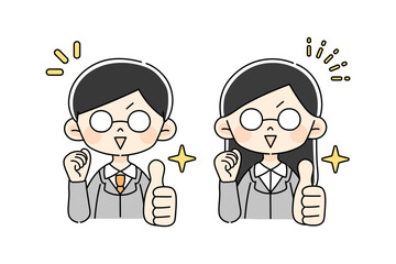 スーツのメガネ男女セット