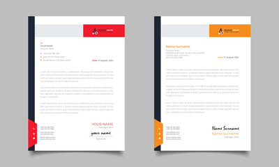 Red And Yellow Modern Business Letterhead Simple clean Template Design
