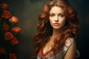 Fototapeta premium Fashion, make-up, hairstyle and lifestyle concept. Young and beautiful woman close-up studio portrait. Model looking at camera