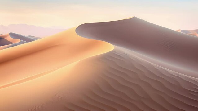 Explore a surreal desert landscape where sand dunes shift and reshape themselves, creating intricate patterns that seem to hold hidden messages.