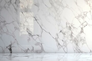 Elegant white marble backdrop with a refined texture. Generative AI