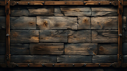 Framed Rustic Weathered Old Wooden Wall