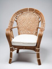 An elegant and asthetic traditional rattan chair isolated in white background
