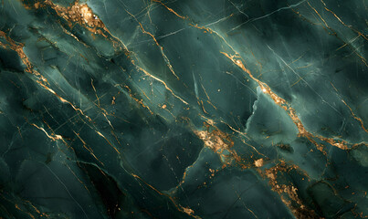 Abstract dark green natural stone marble texture with tine gold, Generative AI  - obrazy, fototapety, plakaty