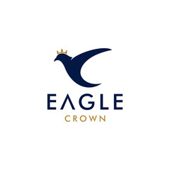 Eagle Crown Minimal Modern Vector Illustration Creative Minimal Logo Design Template.