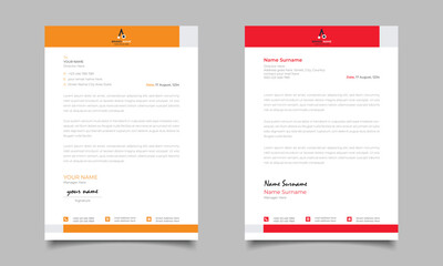 Red And Yellow Modern Business Letterhead Simple clean Template Design