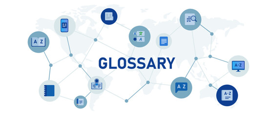 glossary book dictionary vocabulary or ebook for read information knowledge education - obrazy, fototapety, plakaty
