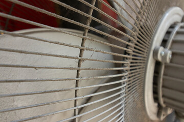 Grille. Dust on front grills of electric fan Cause of allergy on dust on steel grating of fan