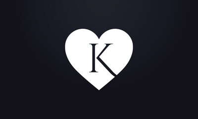Hearts shape K. Red heart sign letters. Valentine icon and love symbol. Romance love with heart sign and letters. Gift red love