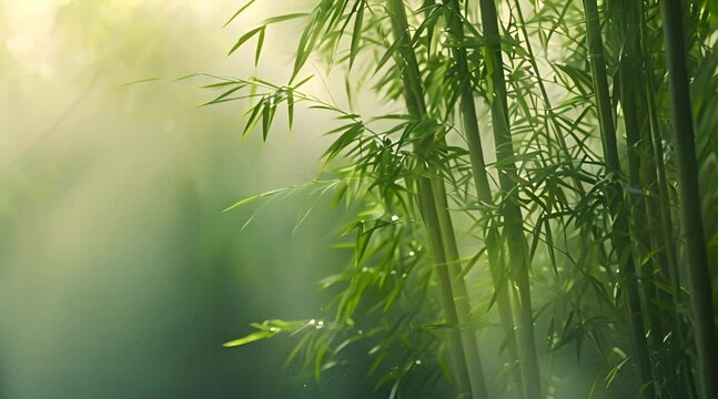 bamboo forest nature scene with leafy green canopy
