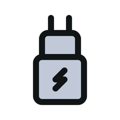 Illustration vector graphic icon of Charger. Filled Line Style Icon. Computer And Device Themed Icon. Vector illustration isolated on white background. Perfect for website or application design.