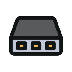 Illustration vector graphic icon of Network Switch. Filled Line Style Icon. Computer And Device Themed Icon. Vector illustration isolated on white background. Perfect for website or application design