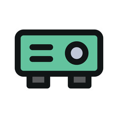 Illustration vector graphic icon of Projector. Filled Line Style Icon. Computer And Device Themed Icon. Vector illustration isolated on white background. Perfect for website or application design.