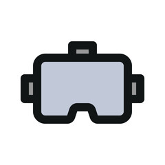 Illustration vector graphic icon of VR Glasses. Filled Line Style Icon. Computer And Device Themed Icon. Vector illustration isolated on white background. Perfect for website or application design.