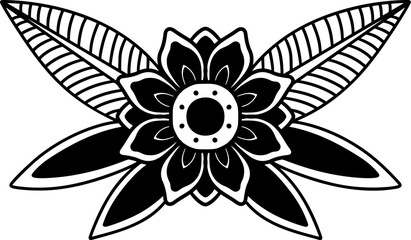 Illustration of flower in tatoo style. Vector design element