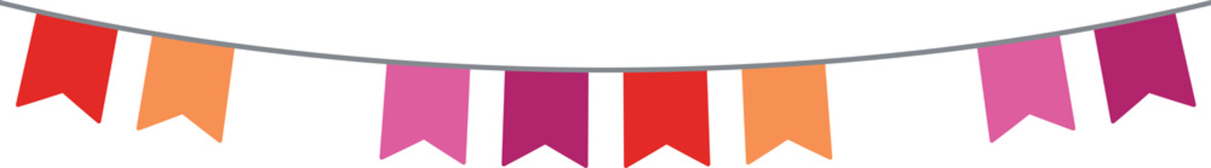 Obraz premium Orange, white, and pink colored party bunting, as the colors of the lesbian flag. LGBTQI concept. Flat design illustration.