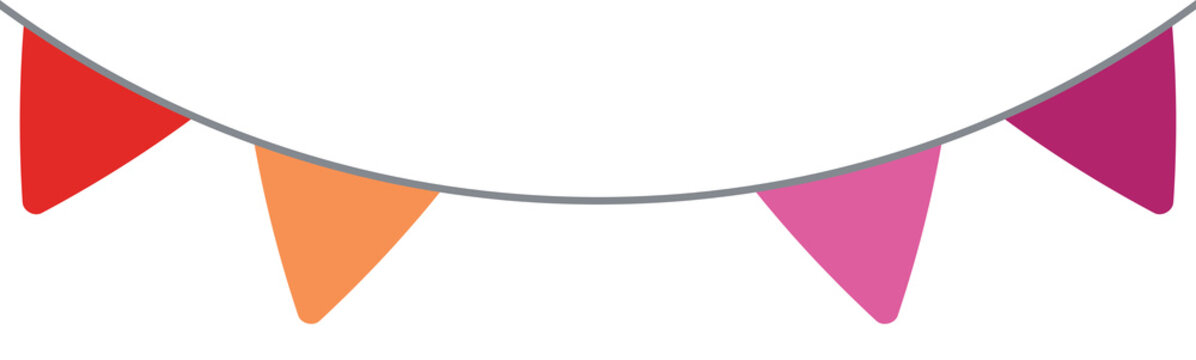 Orange, white, and pink colored party bunting, as the colors of the lesbian flag. LGBTQI concept. Flat design illustration.