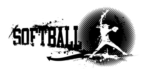 Softball Banner Vector Illustration - obrazy, fototapety, plakaty