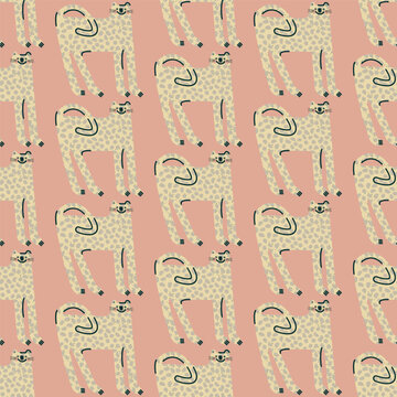 Cute seamless pattern with leopards. Vector background, design, print