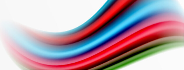 Rainbow color silk blurred wavy line background on white, luxuriously vibrant visually captivating backdrop. Stunning blend of colors reminiscent of rainbow, silky and gracefully blurred wavy pattern