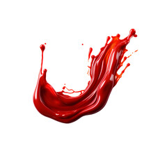 Red wave. Red splash. Wave and splash of ketchup/tomato juice. Isolated on a transparent background.