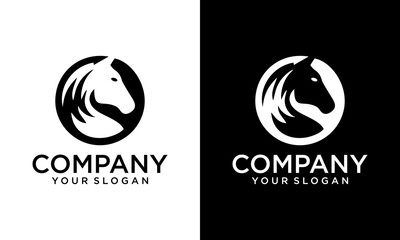 creative horse head backspace style professional logo design vector